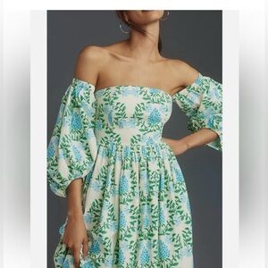 ISO Anthropologie Let Me Be Long-Sleeve Printed Maxi Dress Hydrangea Plus Size